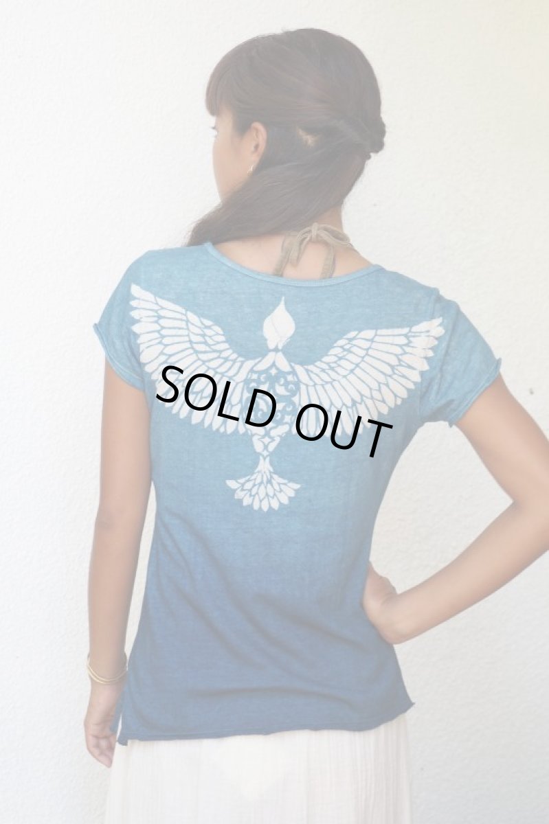 画像5: 型染め　藍染　Wing Tee　Organic Hemp cotton ２種類　ukA x chill no ki　コラボ (5)