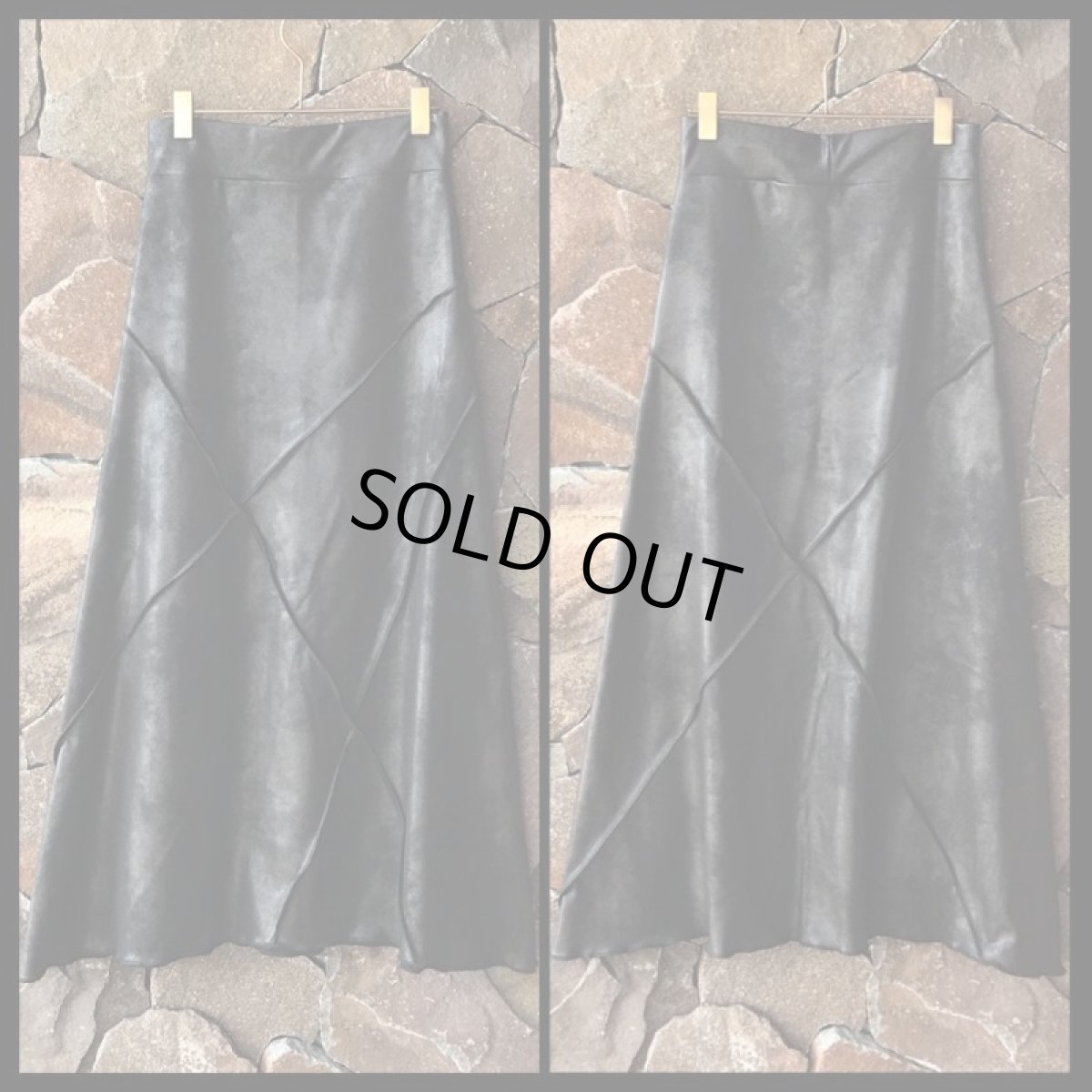 画像2: １点のみ　L.SK/ロングスカート　ダメージレザー調  ブラック　サイズXS　NOMAD WORLD[直送アイテム] (2)