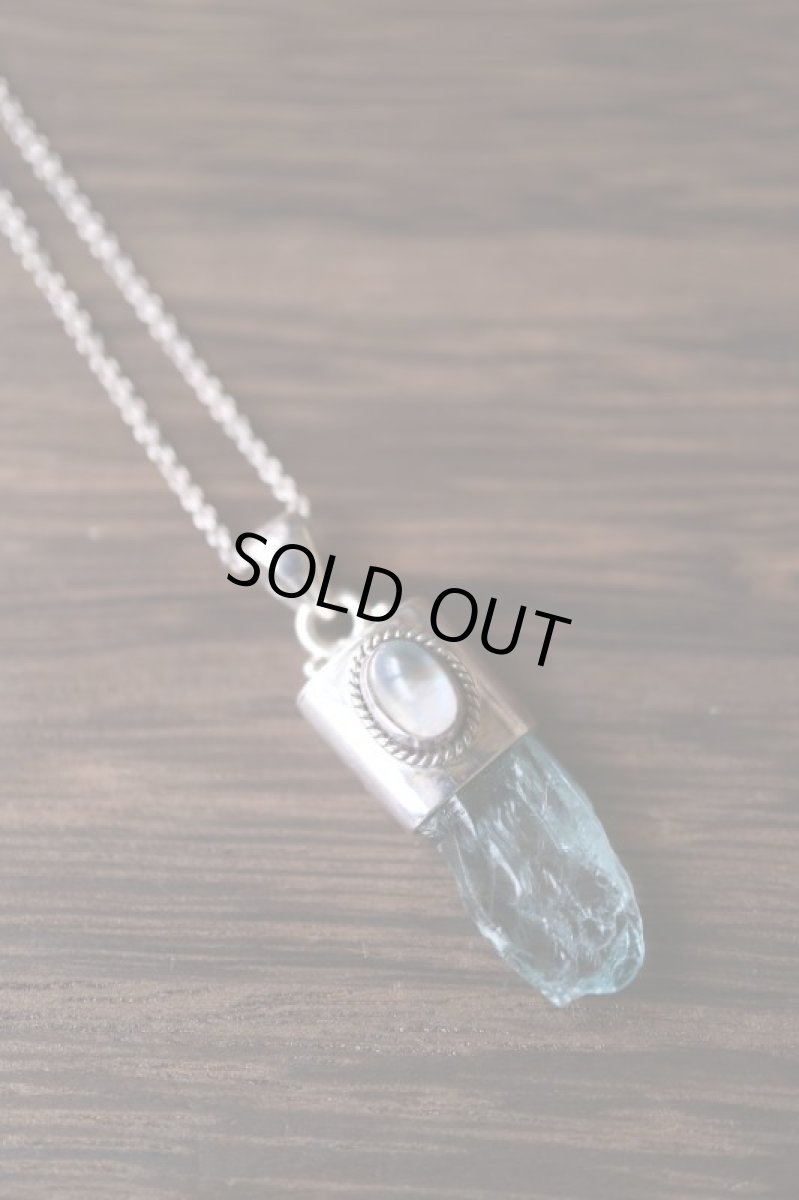 画像8: 20%OFF!! シルバーネックレスも付属になりました!アクアマリン原石とレインボームーンストーン シルバー925 ペンダントトップ Liber minerals (8)