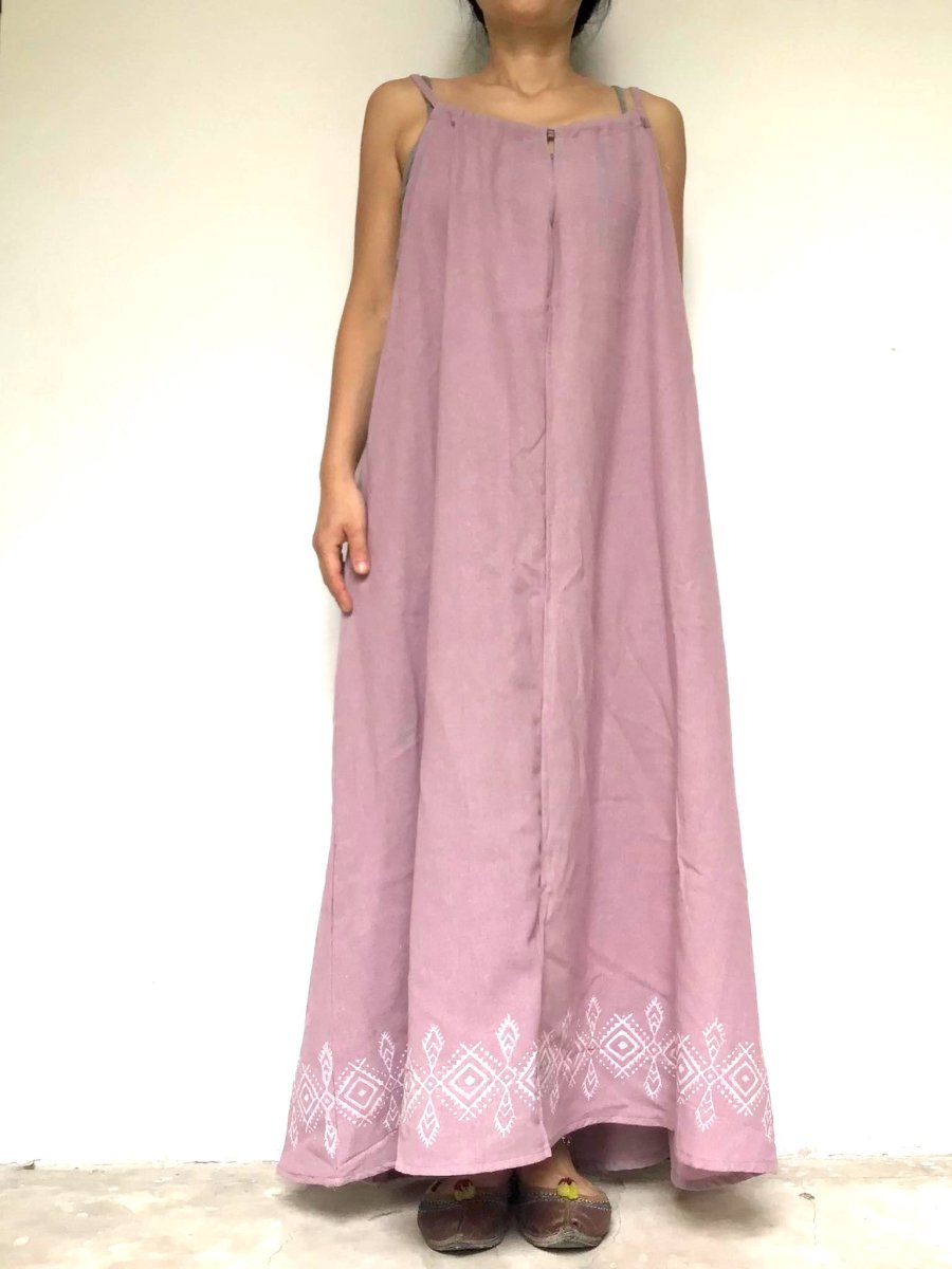 画像8: 30%OFF!!マキシ丈 ブロックプリント キャミソールワンピース　４カラー　MANU (8)