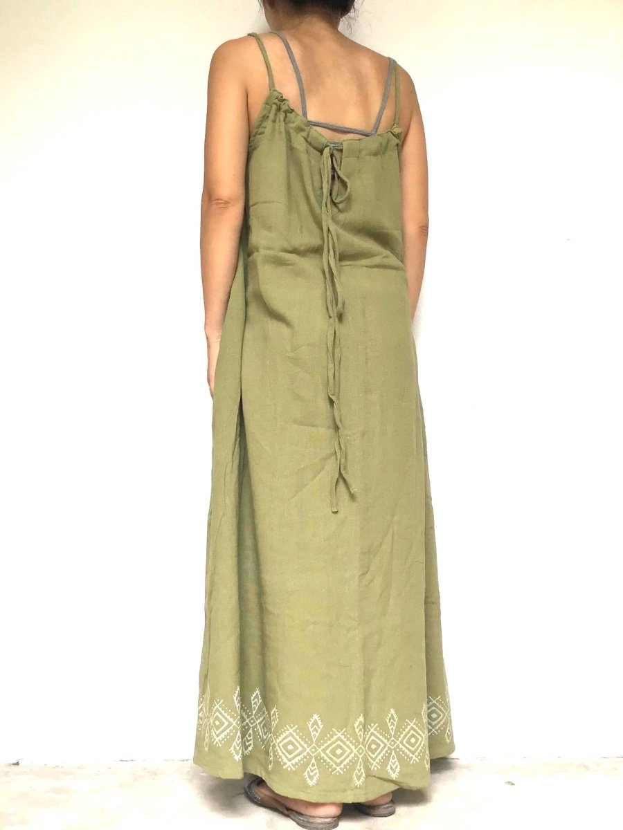 画像9: 30%OFF!!マキシ丈 ブロックプリント キャミソールワンピース　４カラー　MANU (9)