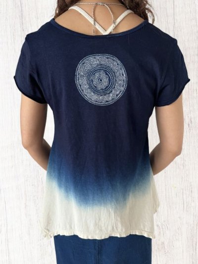 画像2: ユニセックス　藍染めMEN'S Tシャツ 大マンダラ　３サイズ　まんだらや
