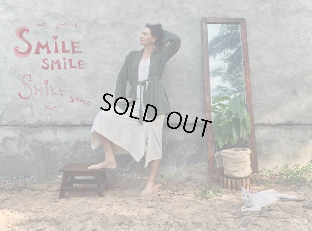 画像25: グリーンのみ！50%OFF!!  ユニセックス　ローシルク　KIMONOカーディガン　２カラー　Brahmi Crafts (25)