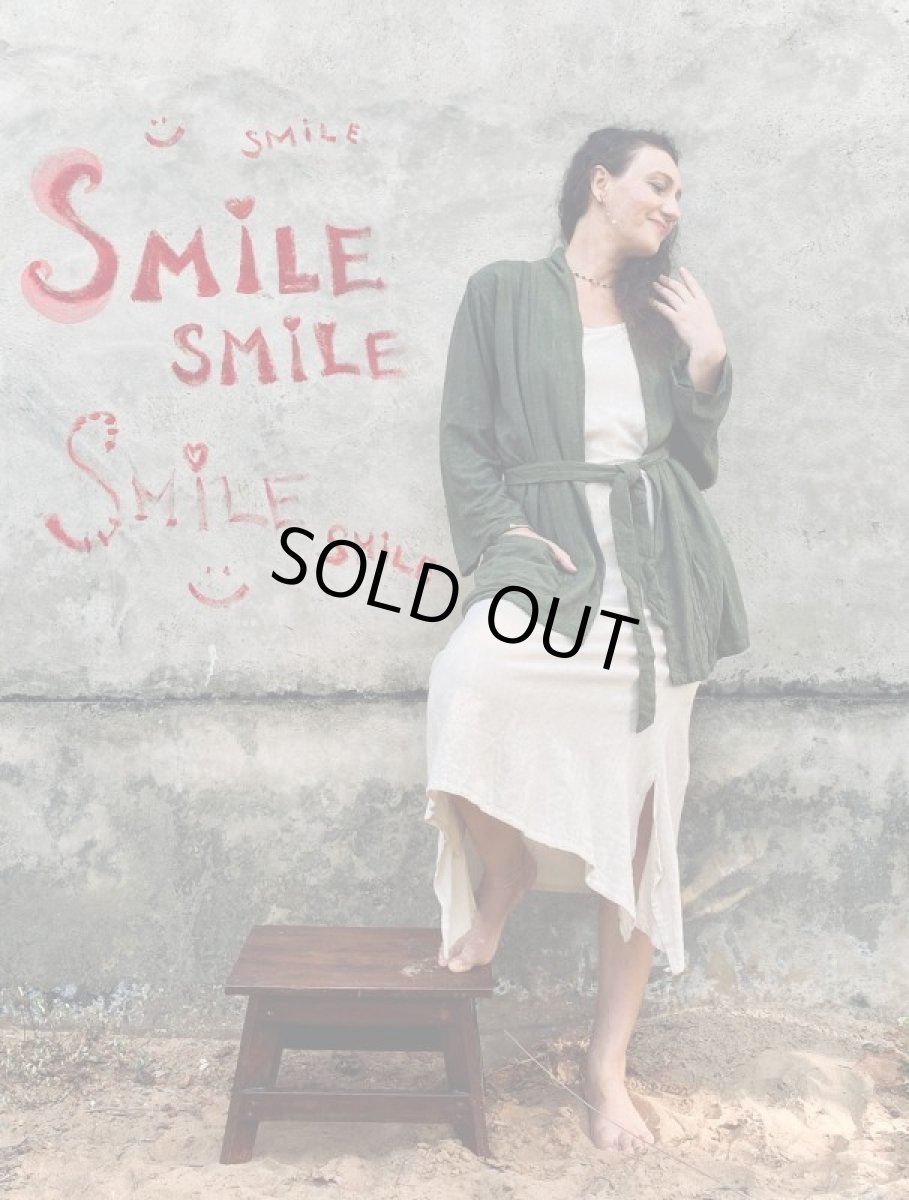 画像23: グリーンのみ！50%OFF!!  ユニセックス　ローシルク　KIMONOカーディガン　２カラー　Brahmi Crafts (23)