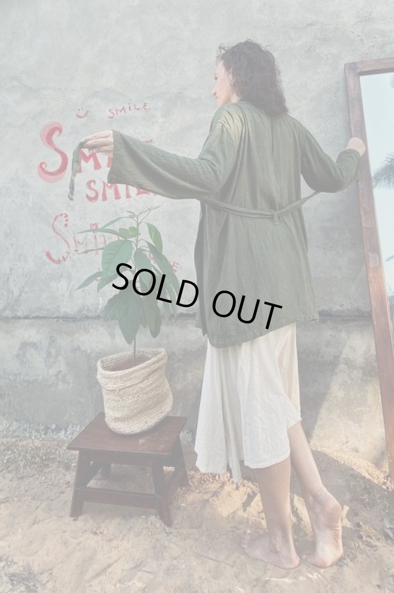 画像27: グリーンのみ！50%OFF!!  ユニセックス　ローシルク　KIMONOカーディガン　２カラー　Brahmi Crafts (27)