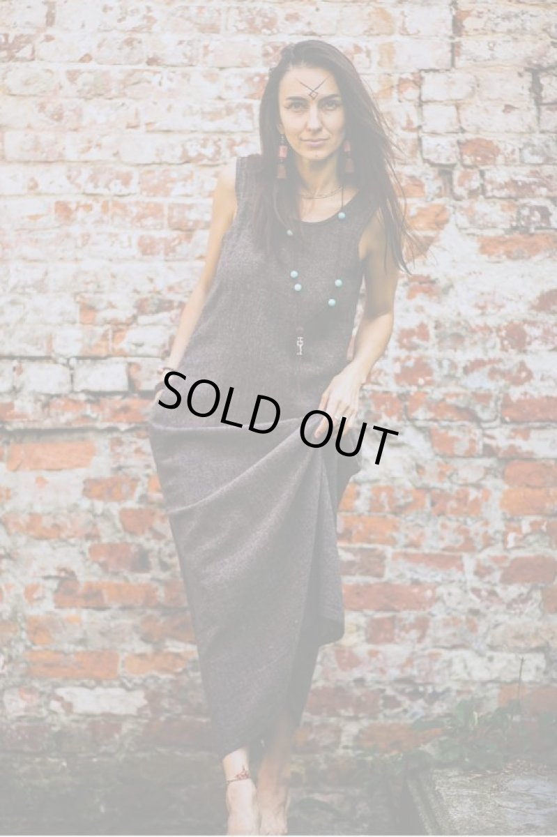 画像8: ブルーのみ　ラスト1！カディ  ローコットン　Open Back Dress with Pockets  ２カラー　Brahmi crafts (8)