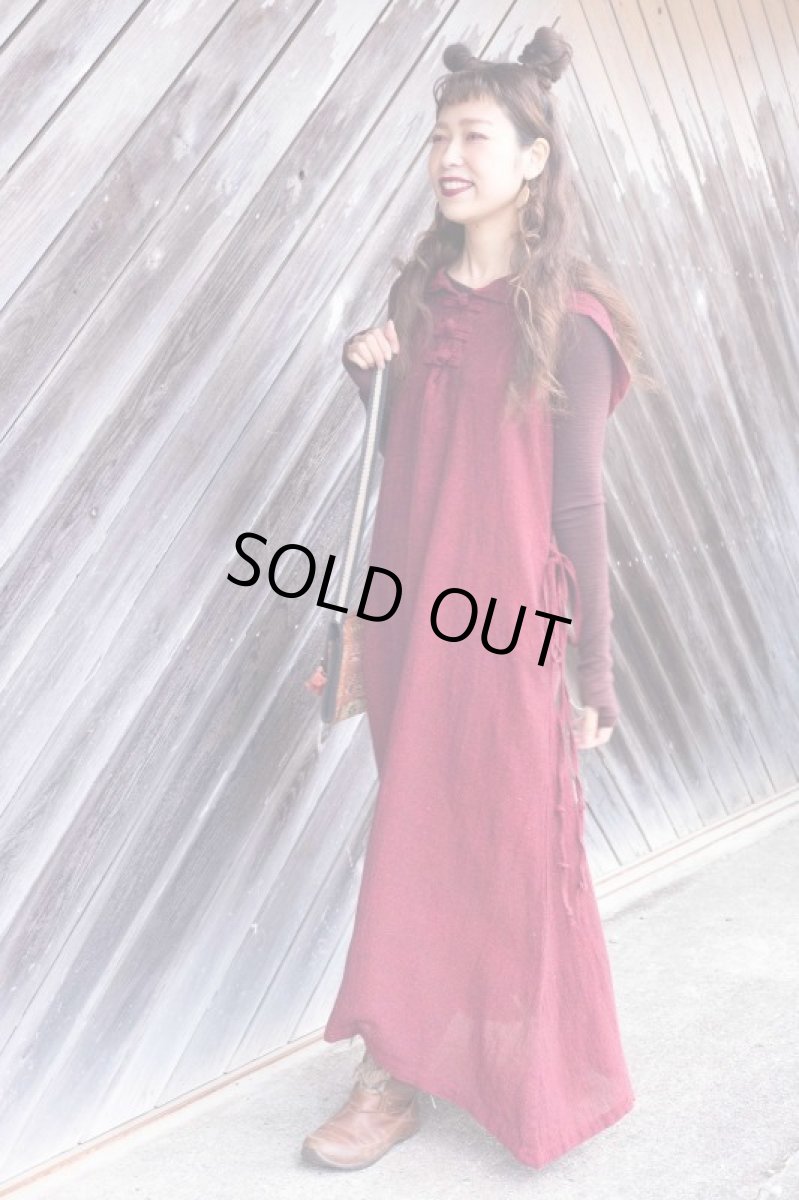 画像10: ブラウンのみ　ラスト１！カディ　ローコットン　Boho Long Woman  Dress with Pockets and Hoodie　３カラー　Brahmi Crafts (10)