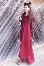 画像9: カディ　ローコットン　Boho Long Woman  Dress with Pockets and Hoodie　３カラー　Brahmi Crafts (9)