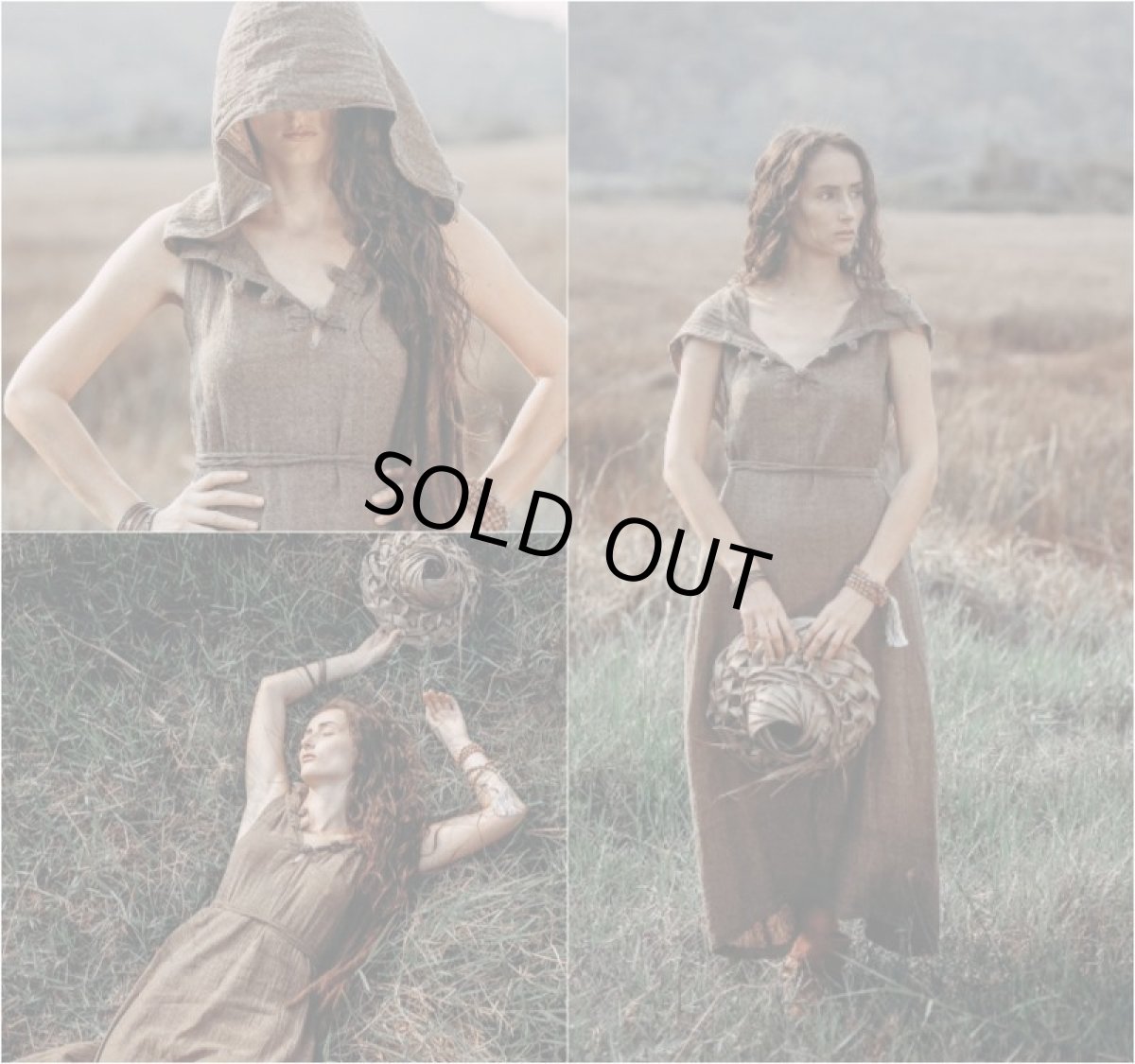 画像13: ブラウンのみ　ラスト１！カディ　ローコットン　Boho Long Woman  Dress with Pockets and Hoodie　３カラー　Brahmi Crafts (13)