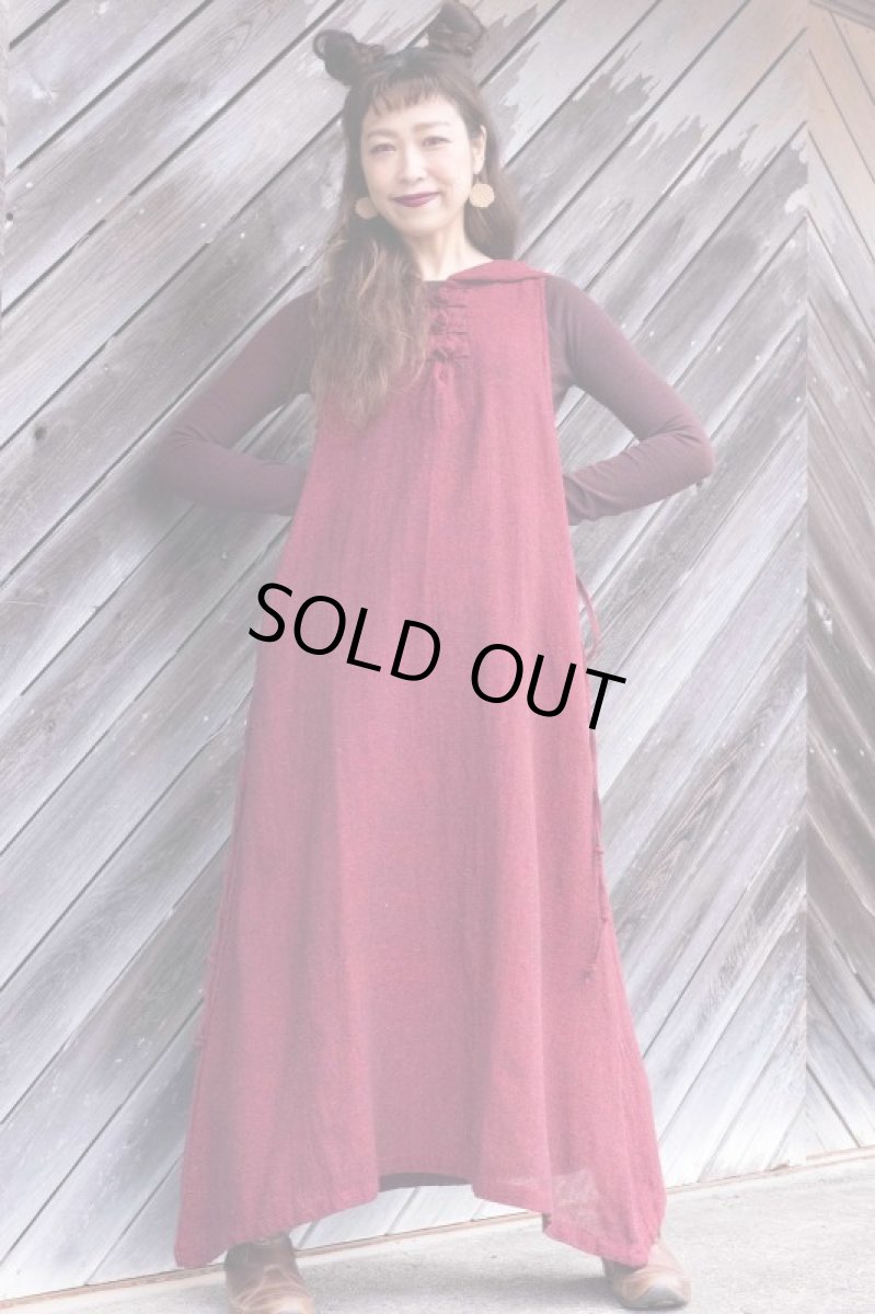 画像8: ブラウンのみ　ラスト１！カディ　ローコットン　Boho Long Woman  Dress with Pockets and Hoodie　３カラー　Brahmi Crafts (8)