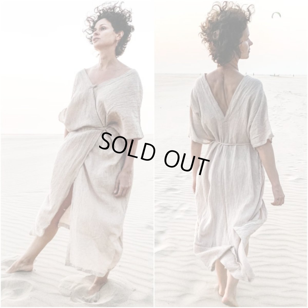 画像20: ラスト1！カディ　ローコットン　Kimono Style Wrapping   Long Dress　５カラー　Brahmi crafts (20)