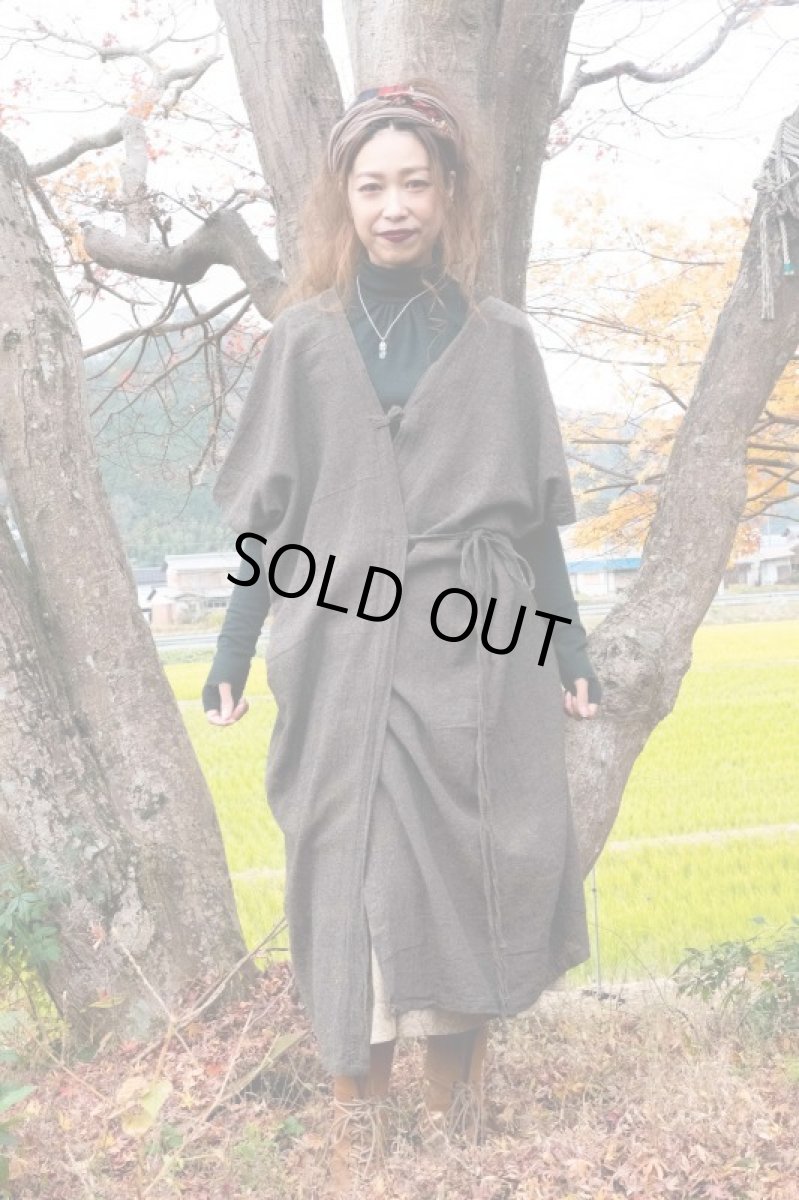 画像11: ラスト1！カディ　ローコットン　Kimono Style Wrapping   Long Dress　５カラー　Brahmi crafts (11)