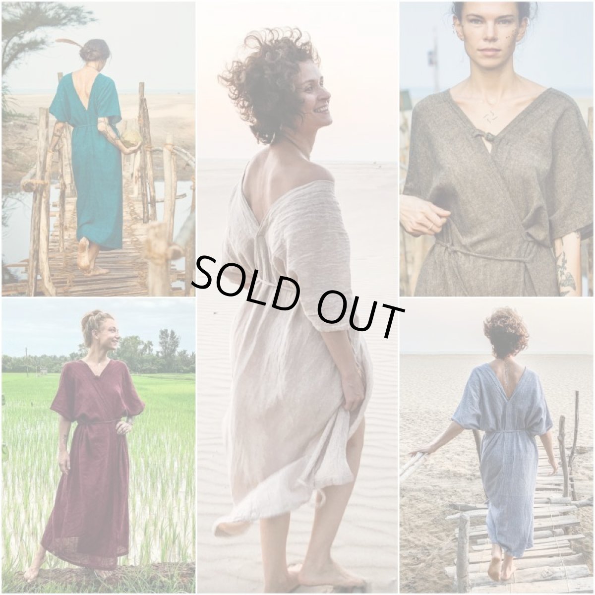 画像4: ラスト1！カディ　ローコットン　Kimono Style Wrapping   Long Dress　５カラー　Brahmi crafts (4)