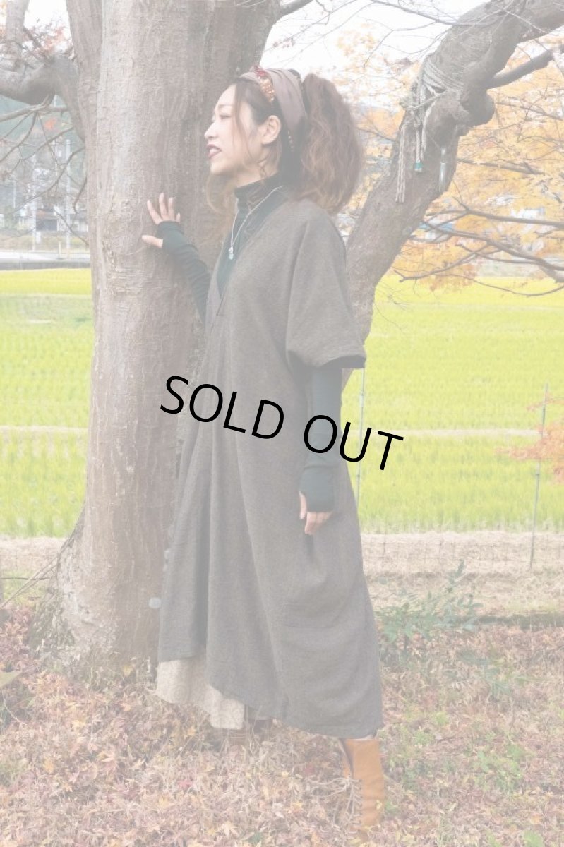 画像14: ラスト1！カディ　ローコットン　Kimono Style Wrapping   Long Dress　５カラー　Brahmi crafts (14)