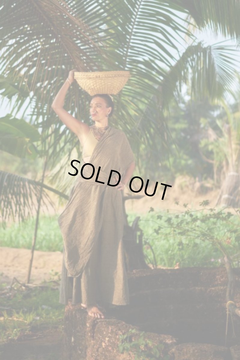 画像14: １点のみ　着こなし色々！カディ　ローコットン　Indian Style Boho Sari Woman  Dress　Brahmi crafts (14)