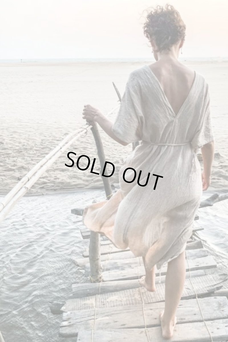 画像18: ラスト1！カディ　ローコットン　Kimono Style Wrapping   Long Dress　５カラー　Brahmi crafts (18)