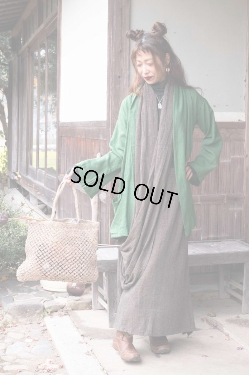画像2: グリーンのみ！50%OFF!!  ユニセックス　ローシルク　KIMONOカーディガン　２カラー　Brahmi Crafts (2)