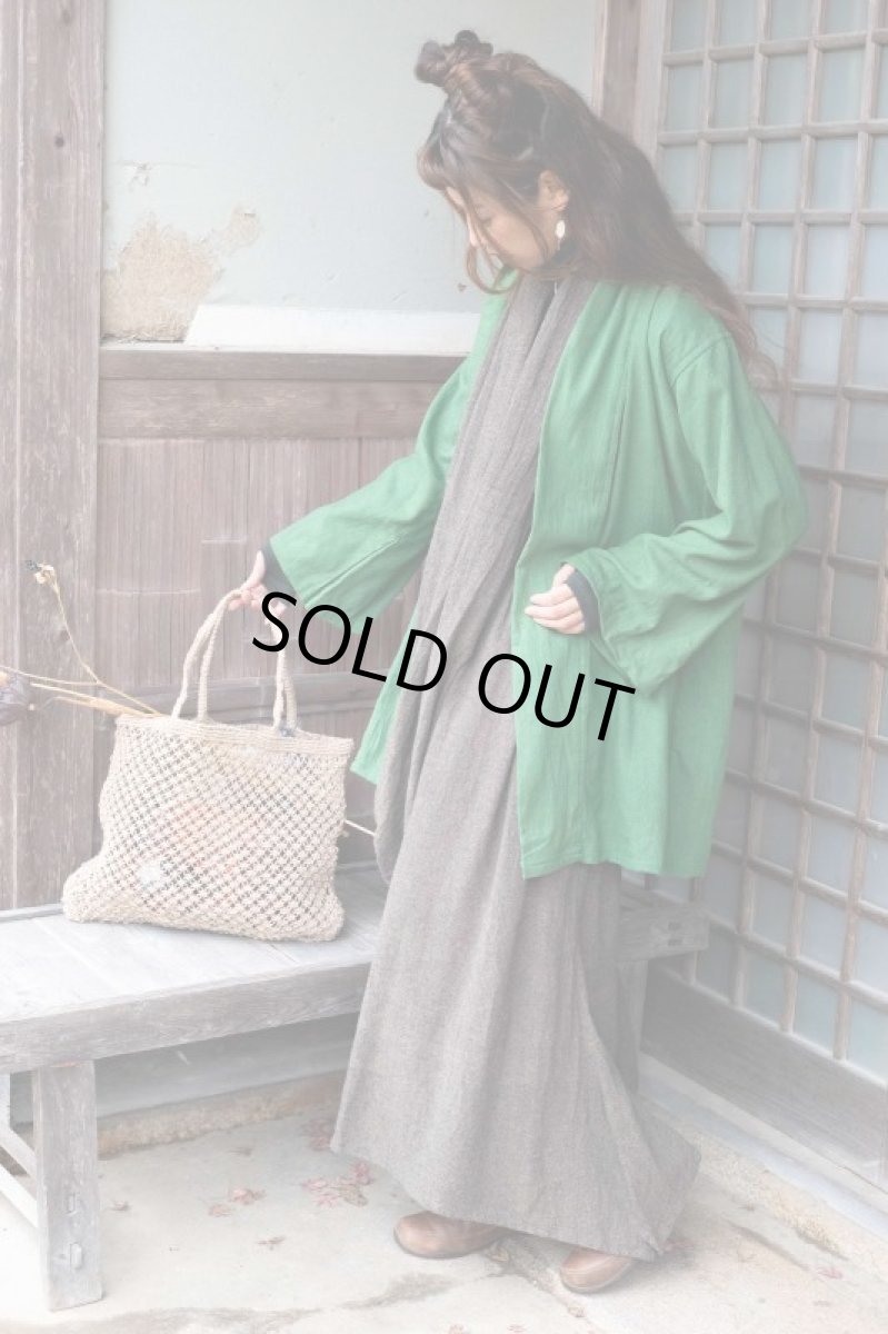 画像5: グリーンのみ！50%OFF!!  ユニセックス　ローシルク　KIMONOカーディガン　２カラー　Brahmi Crafts (5)