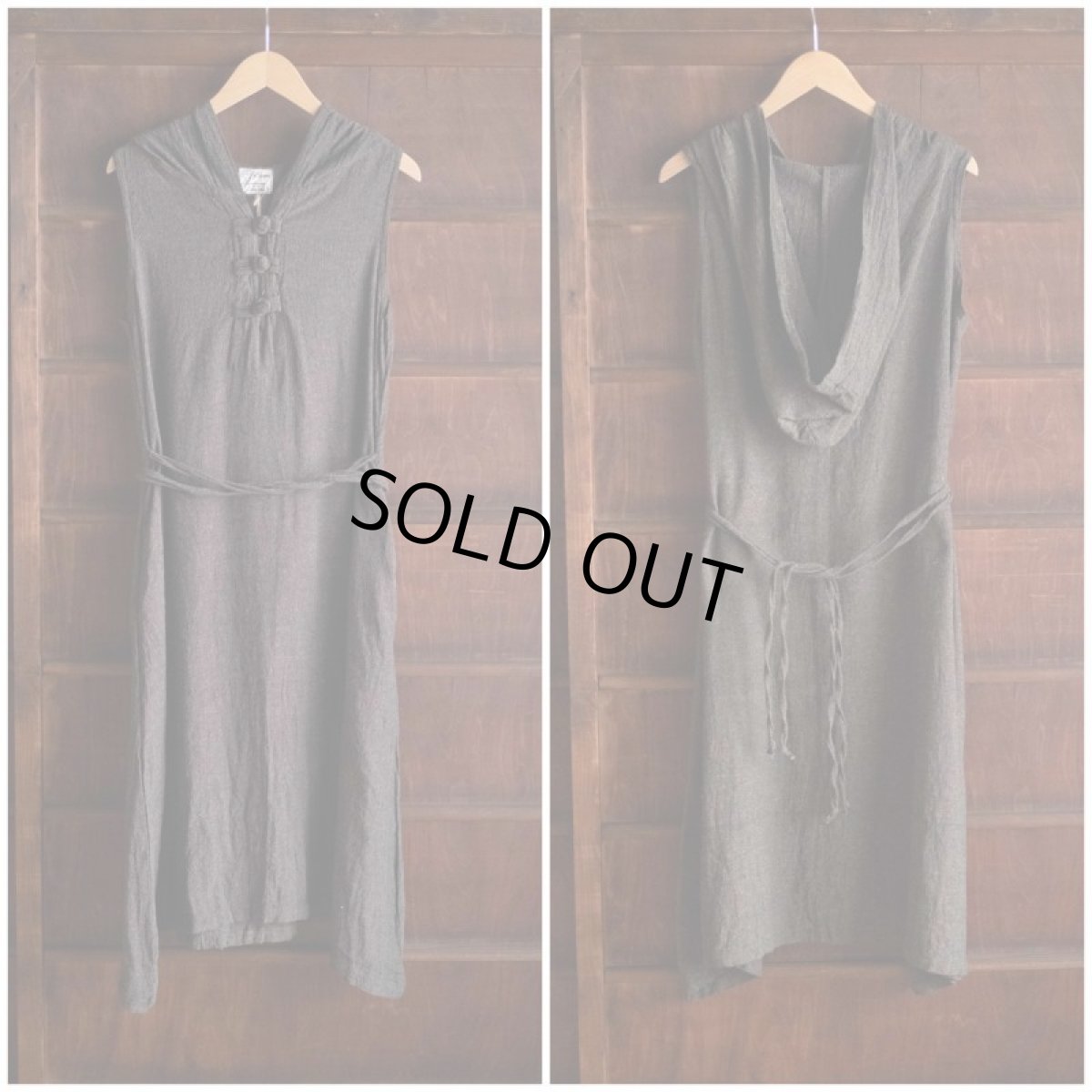 画像7: ブラウンのみ　ラスト１！カディ　ローコットン　Boho Long Woman  Dress with Pockets and Hoodie　３カラー　Brahmi Crafts (7)