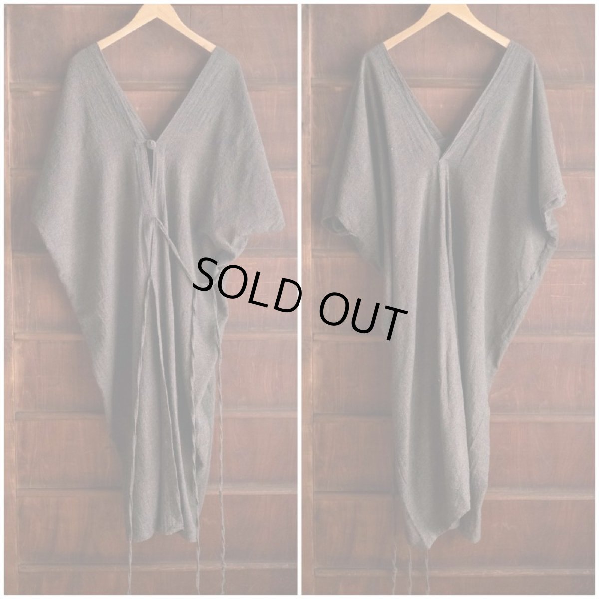 画像24: ラスト1！カディ　ローコットン　Kimono Style Wrapping   Long Dress　５カラー　Brahmi crafts (24)