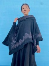 画像1: 手織り厚手コットン　ブロックプリント　トライバルポンチョ　５カラー　NATSUMI-YA (1)