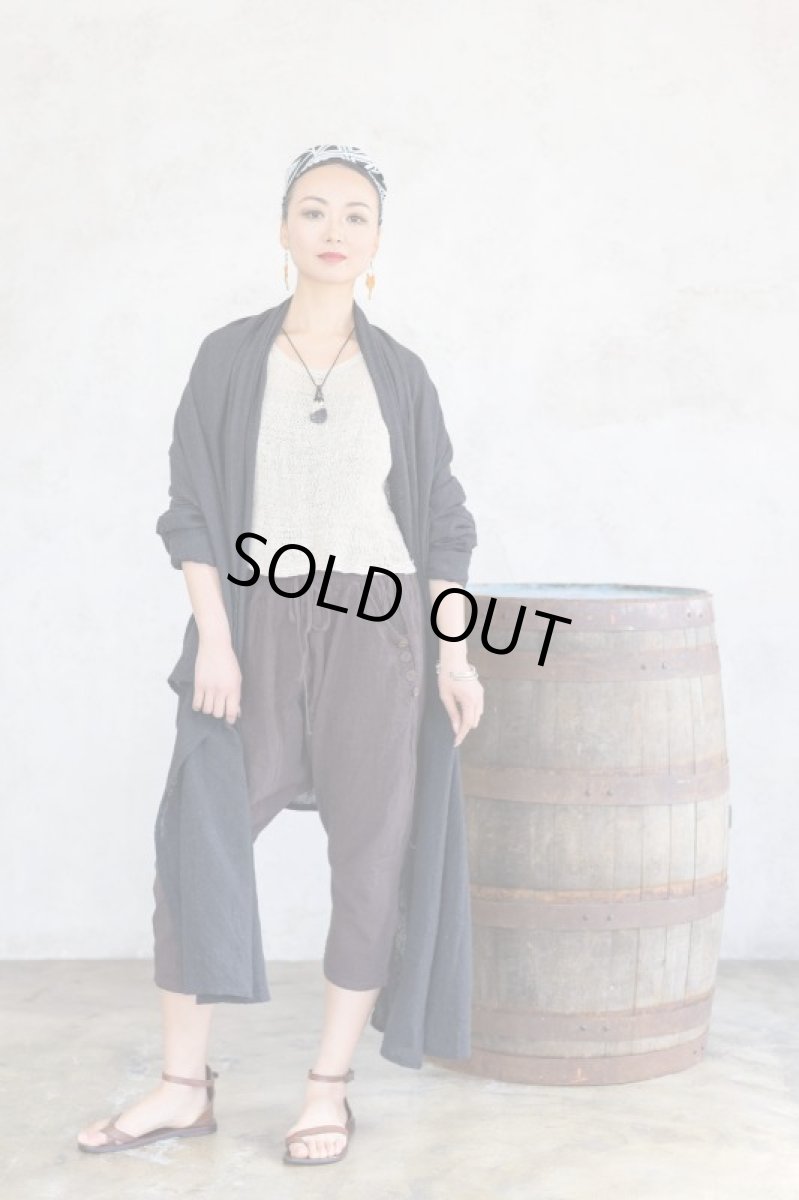 画像2: ブラックのみ　ラスト1！カディ　ローコットンカーディガン　４カラー　Brahmi Crafts (2)