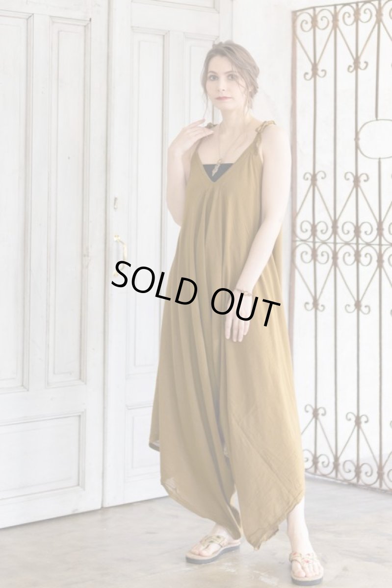 画像4: マサラカラーのみ　ラスト1！40%OFF!!    薄手コットンジャンプスーツ　２カラー２サイズ (4)