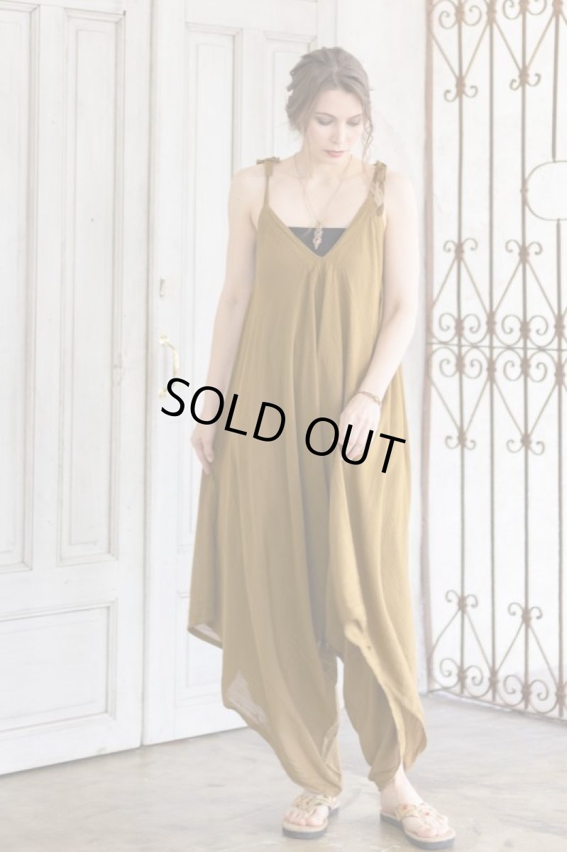 画像1: マサラカラーのみ　ラスト1！40%OFF!!    薄手コットンジャンプスーツ　２カラー２サイズ (1)