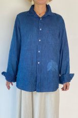画像3: アップサイクル　藍染　長袖リネンシャツ　２種類　アトリエ23 (3)