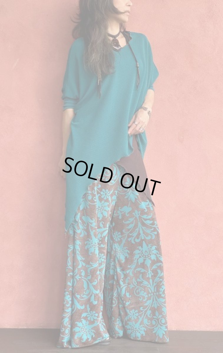 画像2: WIDE PANTS : Blue flower　２サイズ　NOMAD WORLD [直送アイテム] (2)