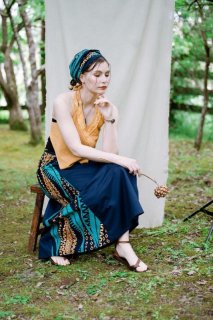 ア*カ様 巻きスカート　うさとの服　自然素材 うさとの服 usaato タイスカート 巻きスカート 藍 size6 - メルカリ