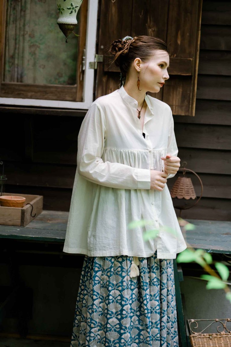 画像4: 10%OFF!! 在庫僅か！Rabari tops コットンくるみボタンまたはリネン  NATSUMI-YA (4)