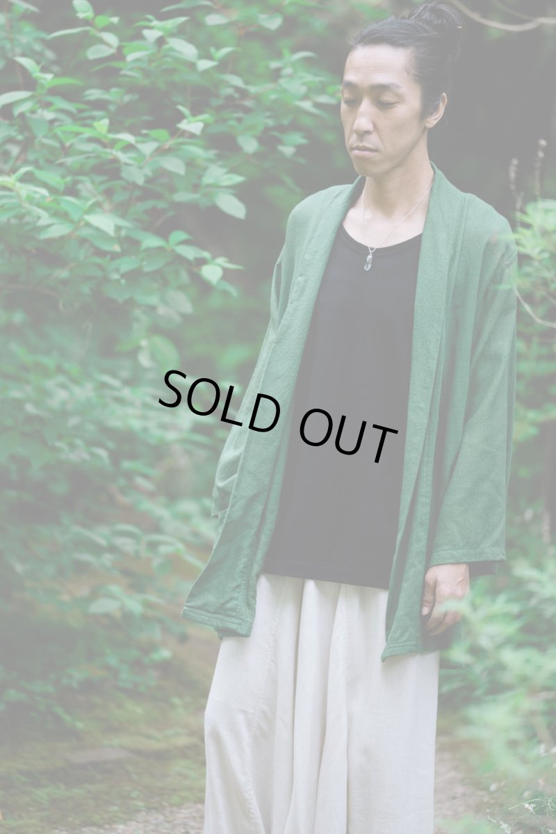 画像15: グリーンのみ！50%OFF!!  ユニセックス　ローシルク　KIMONOカーディガン　２カラー　Brahmi Crafts (15)
