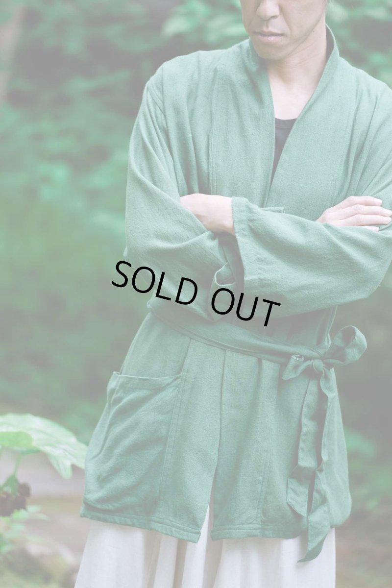 画像16: グリーンのみ！50%OFF!!  ユニセックス　ローシルク　KIMONOカーディガン　２カラー　Brahmi Crafts (16)