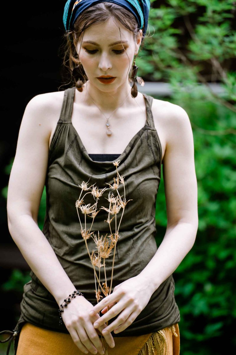 画像4: 30%OFF!!*＊在庫僅か！HIKARI GREEN　バンブー　クバヤ刺繍　草木染め　スパイダータンク♪ (4)