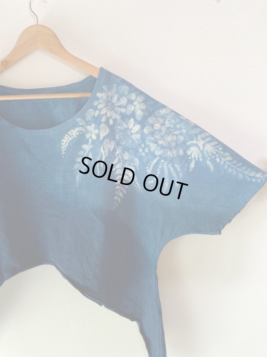 画像22: Aのみ　ラスト１！各1点物　藍染め　手描き　ヘンプコットン　ウィングポンチョ　花々　３種類　まんだらや　[ブランド直送] (22)