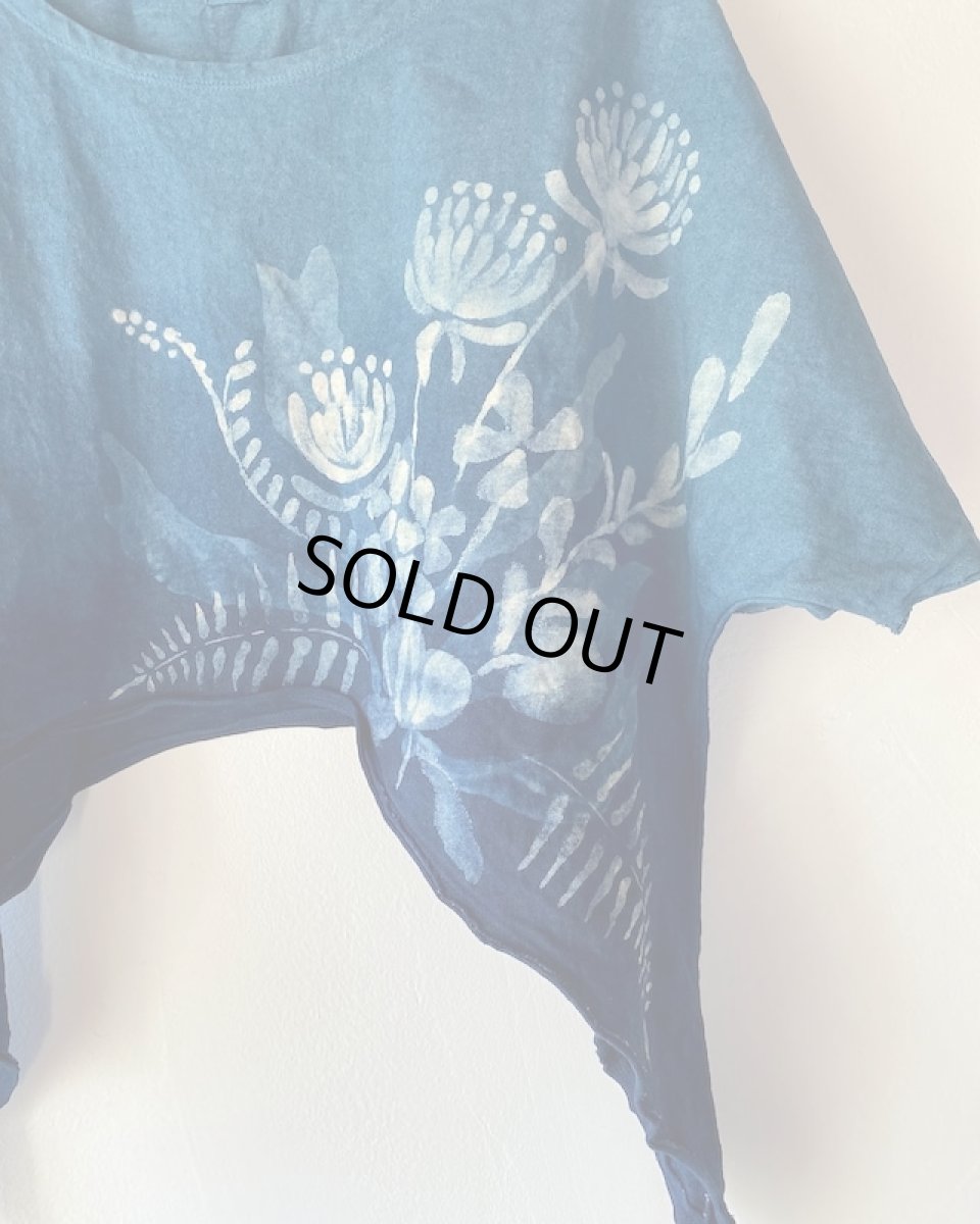 画像21: Aのみ　ラスト１！各1点物　藍染め　手描き　ヘンプコットン　ウィングポンチョ　花々　３種類　まんだらや　[ブランド直送] (21)