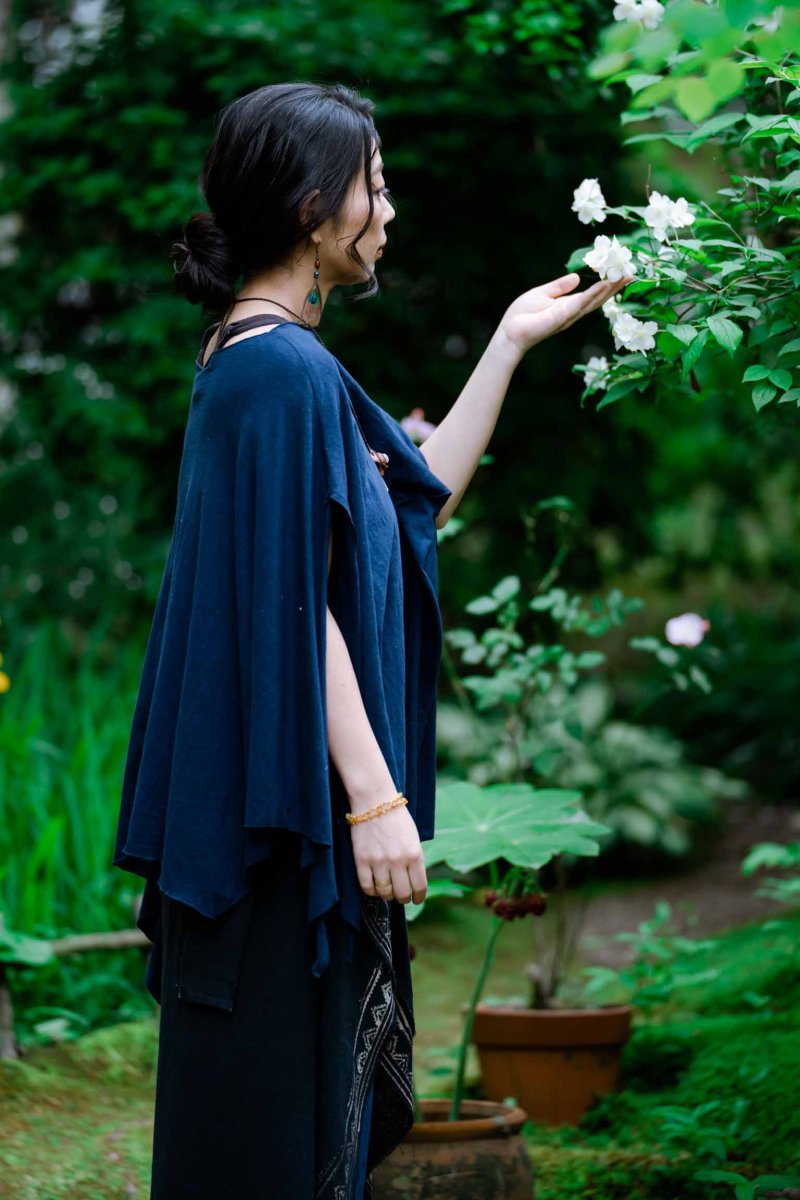 画像9: 10%OFF!リバイバルコットンアシンメトリートップス　スヌード付き　ポンチョ　５カラー (9)