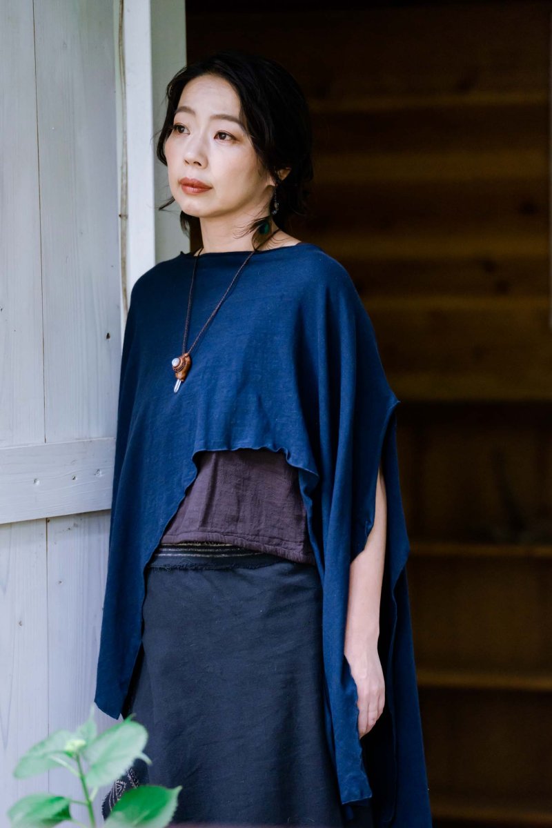 画像5: 10%OFF!リバイバルコットンアシンメトリートップス　スヌード付き　ポンチョ　５カラー (5)