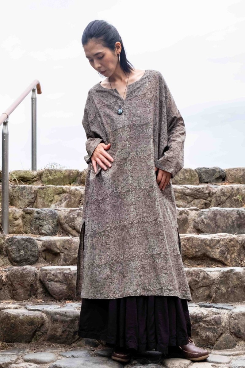 画像9: 10%OFF!! 在庫僅か！人間国宝Drイスマイル カトリ氏のテキスタイル！アジュラックブロックプリントカフタンロングスリーブ　6パターン　NATSUMI-YA (9)