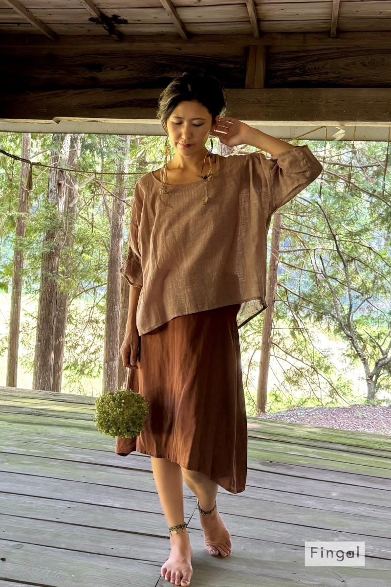 画像5: コットン 七分袖トップ 2サイズ 3カラー Fingal (5)