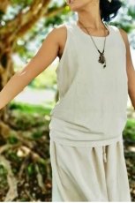 画像1: 麻タンクトップ　ノースリーブ　ヘンプコットン　男女兼用　2種類　アマヤマ草庵　【直送アイテム】 (1)
