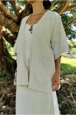 画像3: 1点のみ！半袖羽織り　作務衣　ヘンプコットン　男女兼用　ユニセックス　アマヤマ草庵　[直送アイテム】 (3)