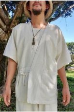 画像9: 1点のみ！半袖羽織り　作務衣　ヘンプコットン　男女兼用　ユニセックス　アマヤマ草庵　[直送アイテム】 (9)