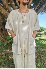 画像6: 1点のみ！半袖羽織り　作務衣　ヘンプコットン　男女兼用　ユニセックス　アマヤマ草庵　[直送アイテム】 (6)