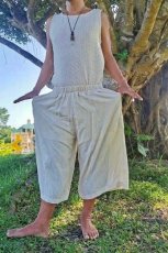 画像5: ユニセックス　ヘンプコットン  ゆったりワイドパンツ　生成りまたはピンクベージュ薄手　アマヤマ草庵　[直送アイテム】 (5)