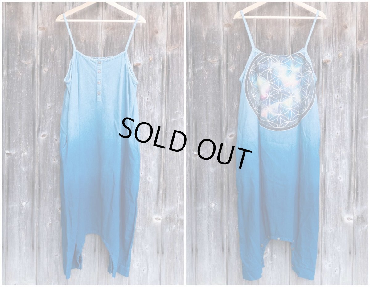 画像6: Bのみ ラスト1!各1点もの サロペット~フラワーオブライフ 宇宙染め 3種類  ukA x chill noki コラボ  (6)