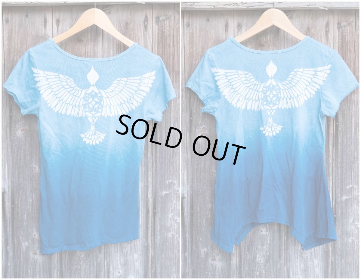 画像2: 型染め　藍染　Wing Tee　Organic Hemp cotton ２種類　ukA x chill no ki　コラボ (2)