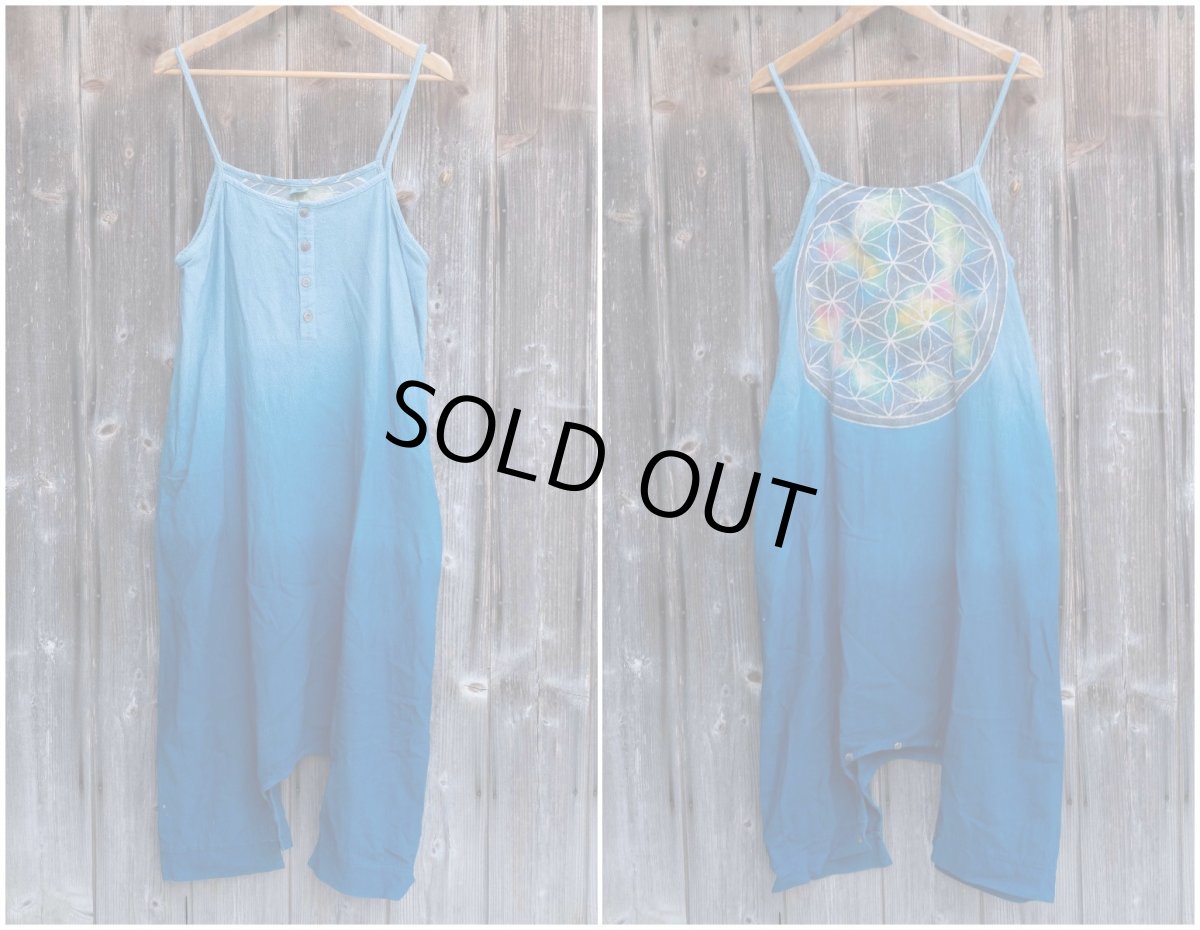 画像8: Bのみ ラスト1!各1点もの サロペット~フラワーオブライフ 宇宙染め 3種類  ukA x chill noki コラボ  (8)