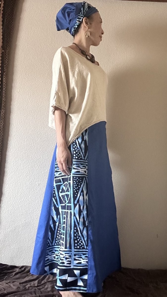 画像10: 新色入荷！アフリカンバティック巻きスカート＆変形ターバン セットアップ　５種類　BAOBAB (10)